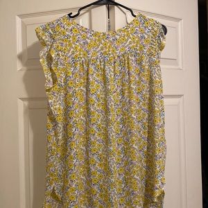 Loft Yellow Floral Flutter sleeve blouse